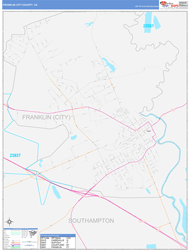 Franklin CityCounty, VA Wall Map Color Cast Style 2024